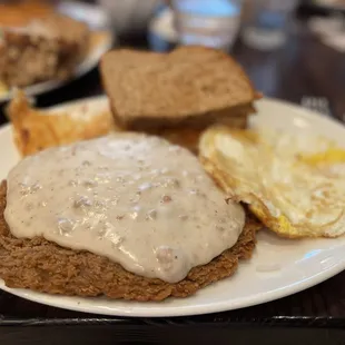 Chicken Country Fried Steak and Eggs