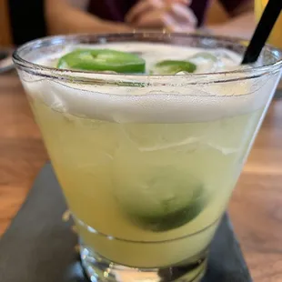 'Some like it HOT' (aka spicy margarita)  instead of lime juice this is made with pineapple juice.