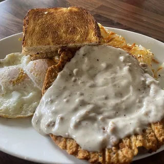 COUNTRY FRIED STEAK AND EGGS
