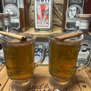Hot cider spiked cocktails