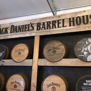 a wall full of barrels