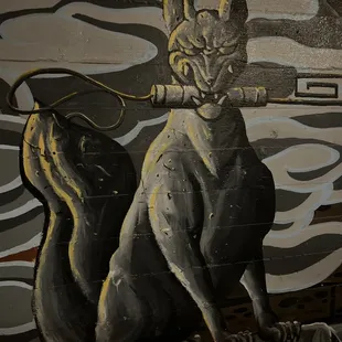 a painting of a cat smoking a cigarette