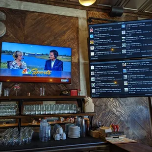 a bar with a large screen