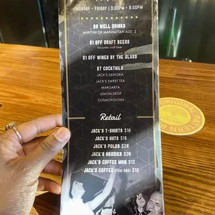 Happy hour menu