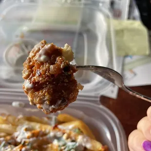 The size of the actual chicken in the strip.