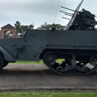Halftrack mounted quad 50 caliber machine gun anti aircraft mounting