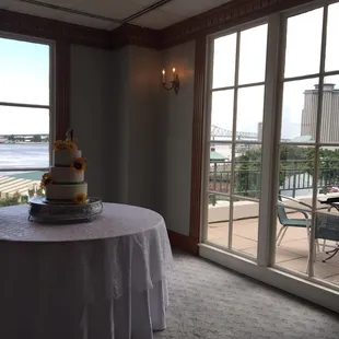 a table with a cake on it