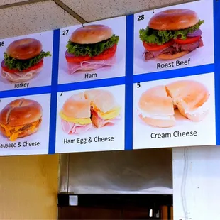 Freshly baked bagel sandwiches