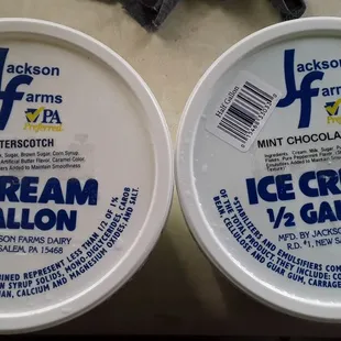 Butterscotch and Mint Chocolate Chip Ice Cream