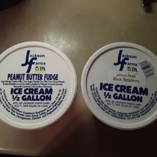 two tubs of ice cream