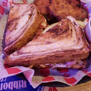 Rueben and potato pancakes