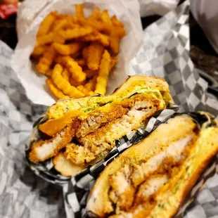 Catfish sandwich and fries