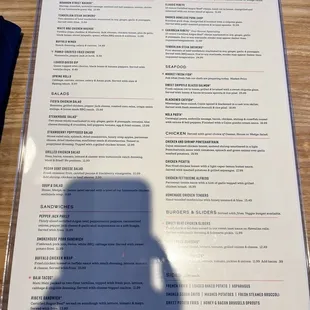 the menu for the grill