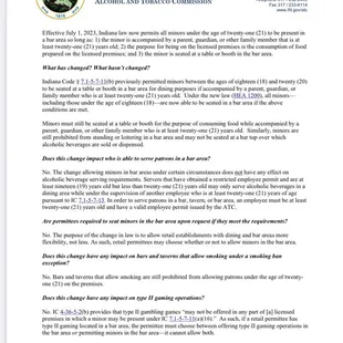 Indiana law for under 21