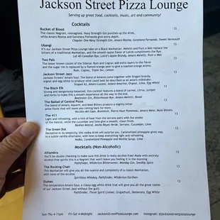 Cocktails and Mocktails Menu - IG: @nelson_eats