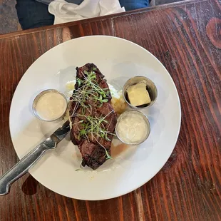 Bourbon Strip. Cooked perfectly, the mashed potatoes were dreamy.