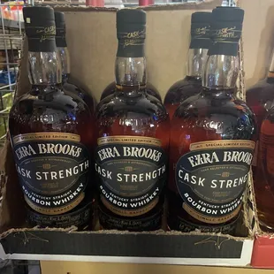 a display of six bottles