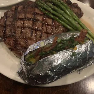 Ribeye and loaded bake potato