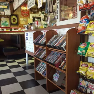a checkered floor in a diner