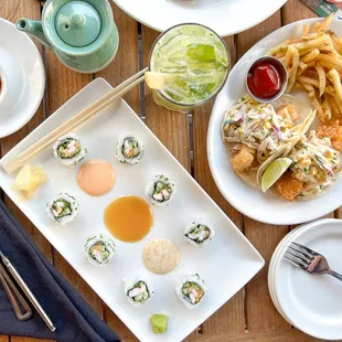 Sushi and Fish Tacos at  Jackson's Mighty Fine Food &amp; Lucky Lounge