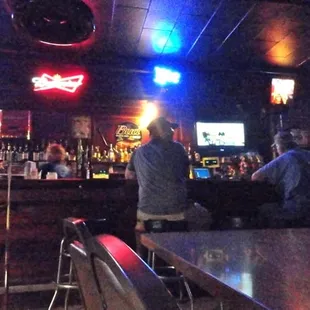 a bar with people sitting at the bar