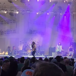 a band performing on stage