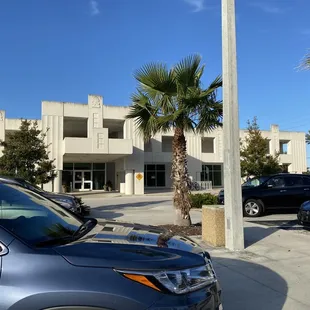 View from the outside parking lot.