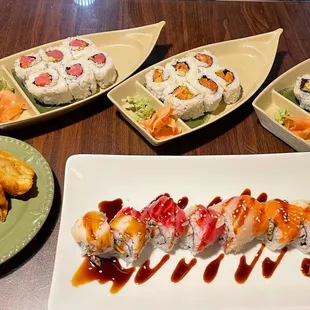 Spicy Tuna Maki, Spicy Salmon Maki, Spicy Octopus Maki, Rainbow Maki