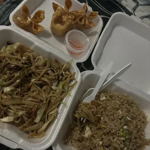 Beef fried rice beef Lo Mein