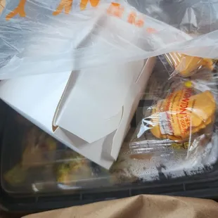 the inside of a bag of food