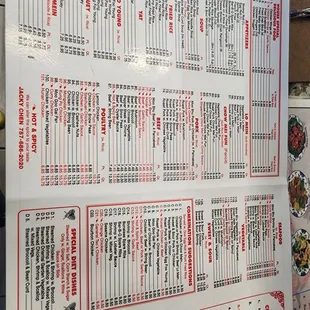 a menu for a chinese restaurant