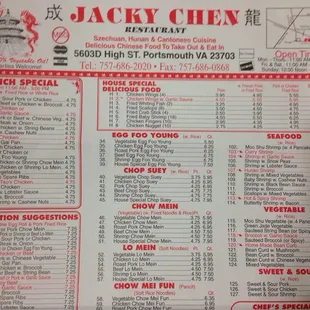 Too half of menu close up. 6/14