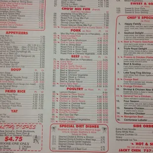 Bottom half of menu close up. 6/14