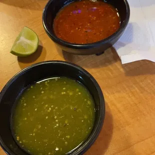 Red and green salsa