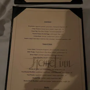 two menus on a table