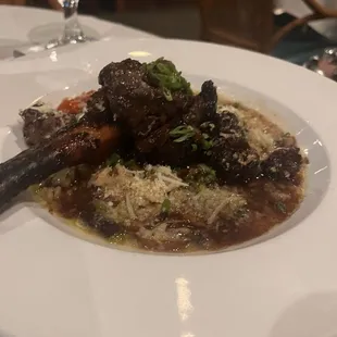 three mushroom risotto with chef Brandon's lamb shank.