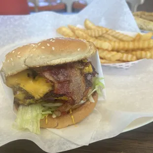 Odd smelling bacon, otherwise burger was ok.
