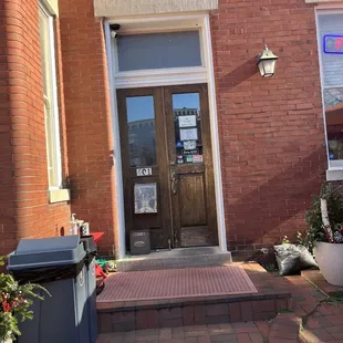 the entrance to the building