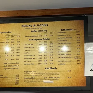 menu and prices