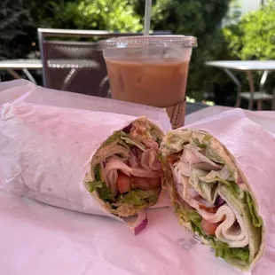 Hummus veggie wrap with added Turkey