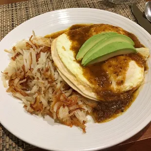 Breakfast: Huevos Rancheros.  Amazinggg. Fresh made poblano salaa