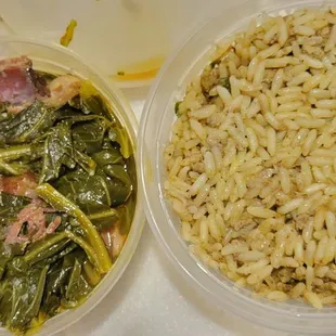 Collard Greens and Dirty Rice