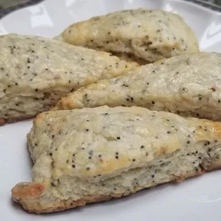 Homemade, fresh, lemon poppyseed scones