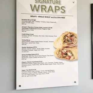 Wraps menu