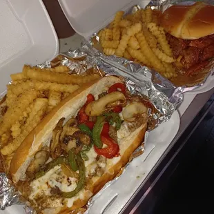 BBQ BRISKET, STEAK PHILLY W/SEASONED FRIES