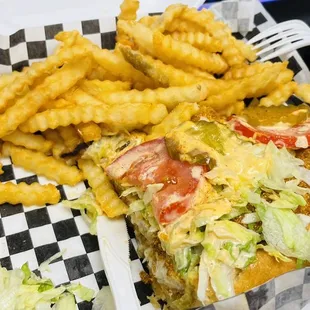 a sandwich and french fries