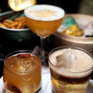 two cocktails on a table