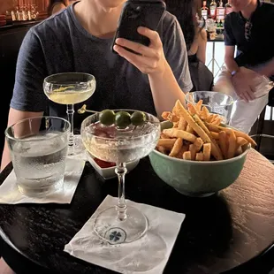 Cocktails and truffle fries