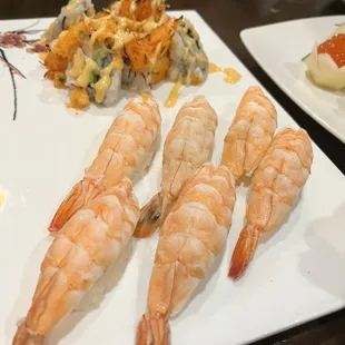 Volcano Roll and Shrimp Nigiri