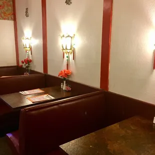 Booths and tables.
